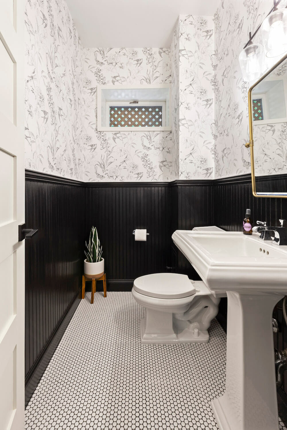 black pedestal sink for small bathroom