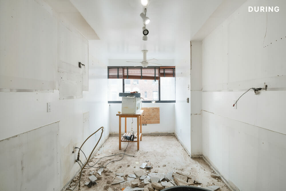 white kitchen area during renovation