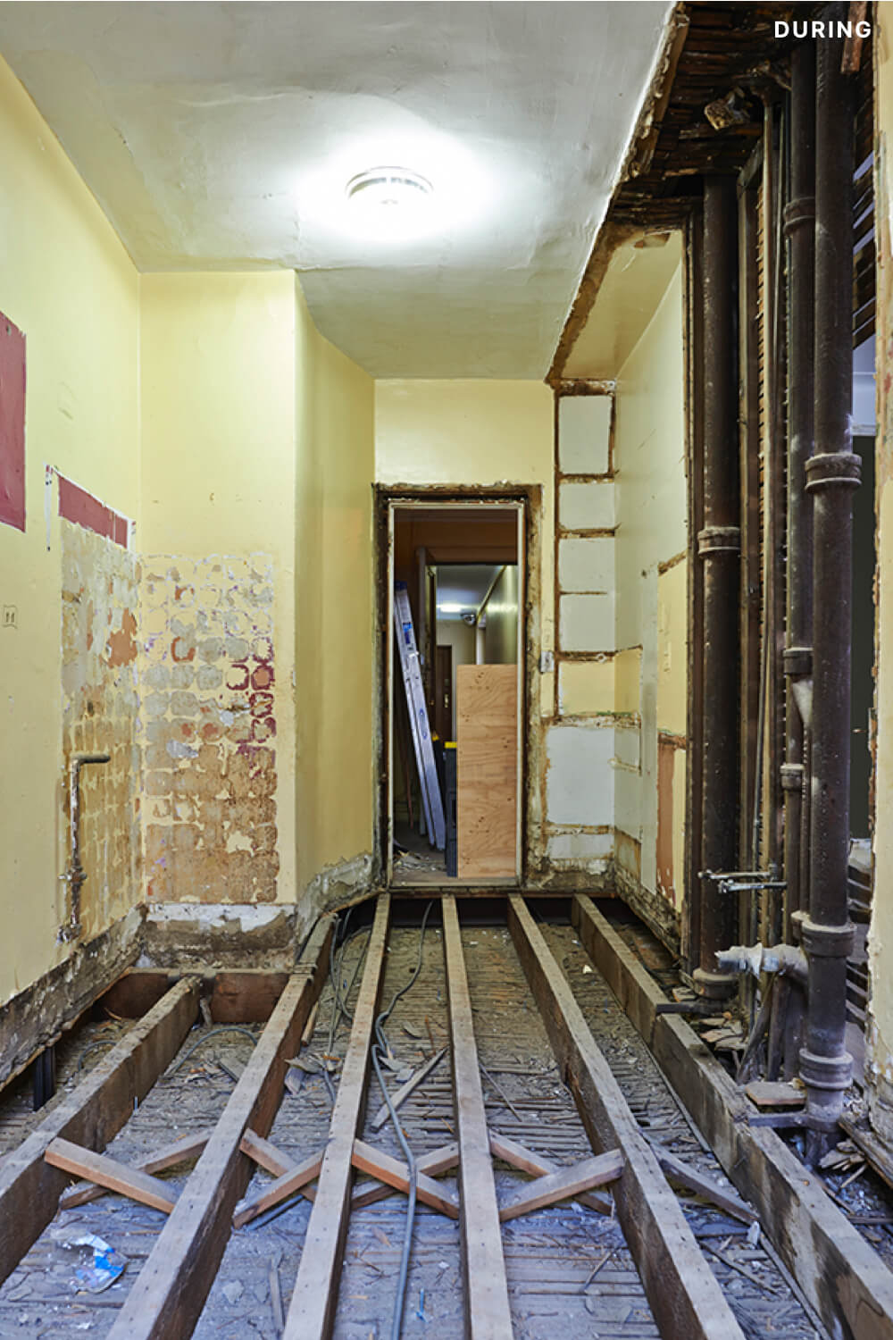 image of demolished narrow kitchen during renovation 