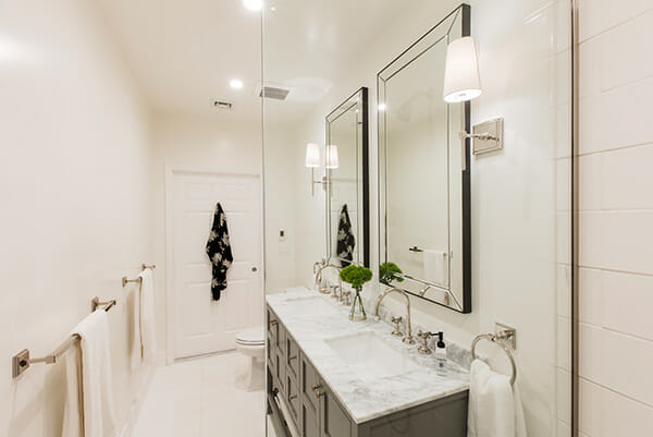 bathroom renovation with recessed lights