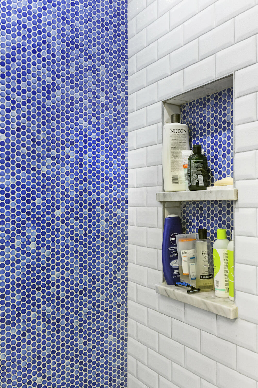 Clean & Uncluttered Approach to Shower Storage By Sweeten