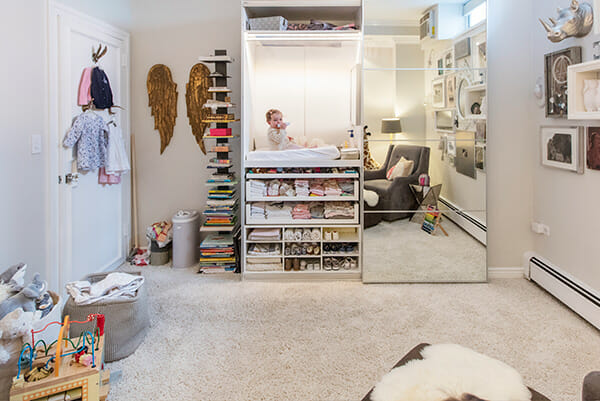 closet with baby changing table