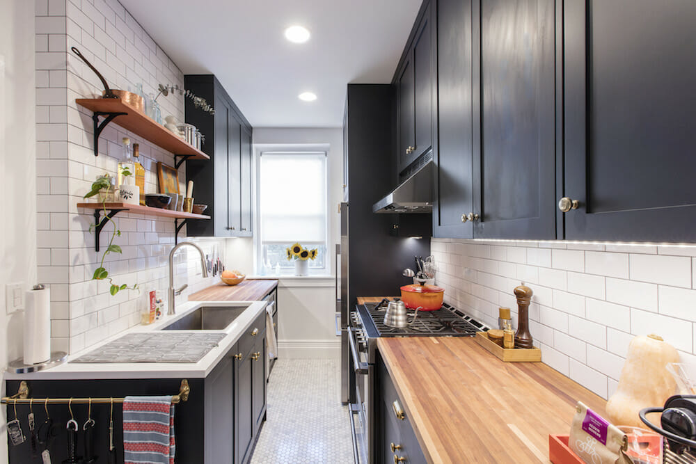 Black and Butcher Block Kitchen