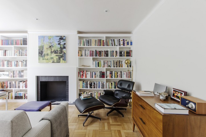 built-in shelves , living room, home design