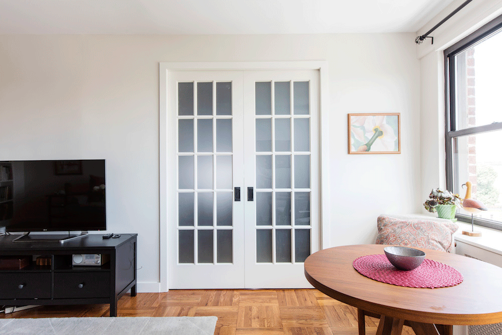 Kensington, Brooklyn, home renovation, french doors, sliding doors, living room