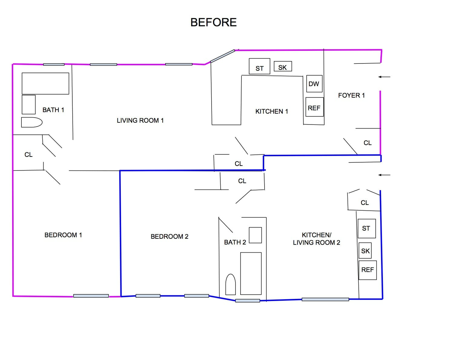 floor plan apartment combination