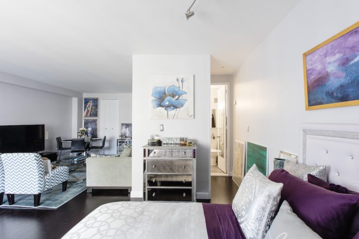 studio apartment renovation, remodel, design, construction, bedroom, Murray Hill, NYC
