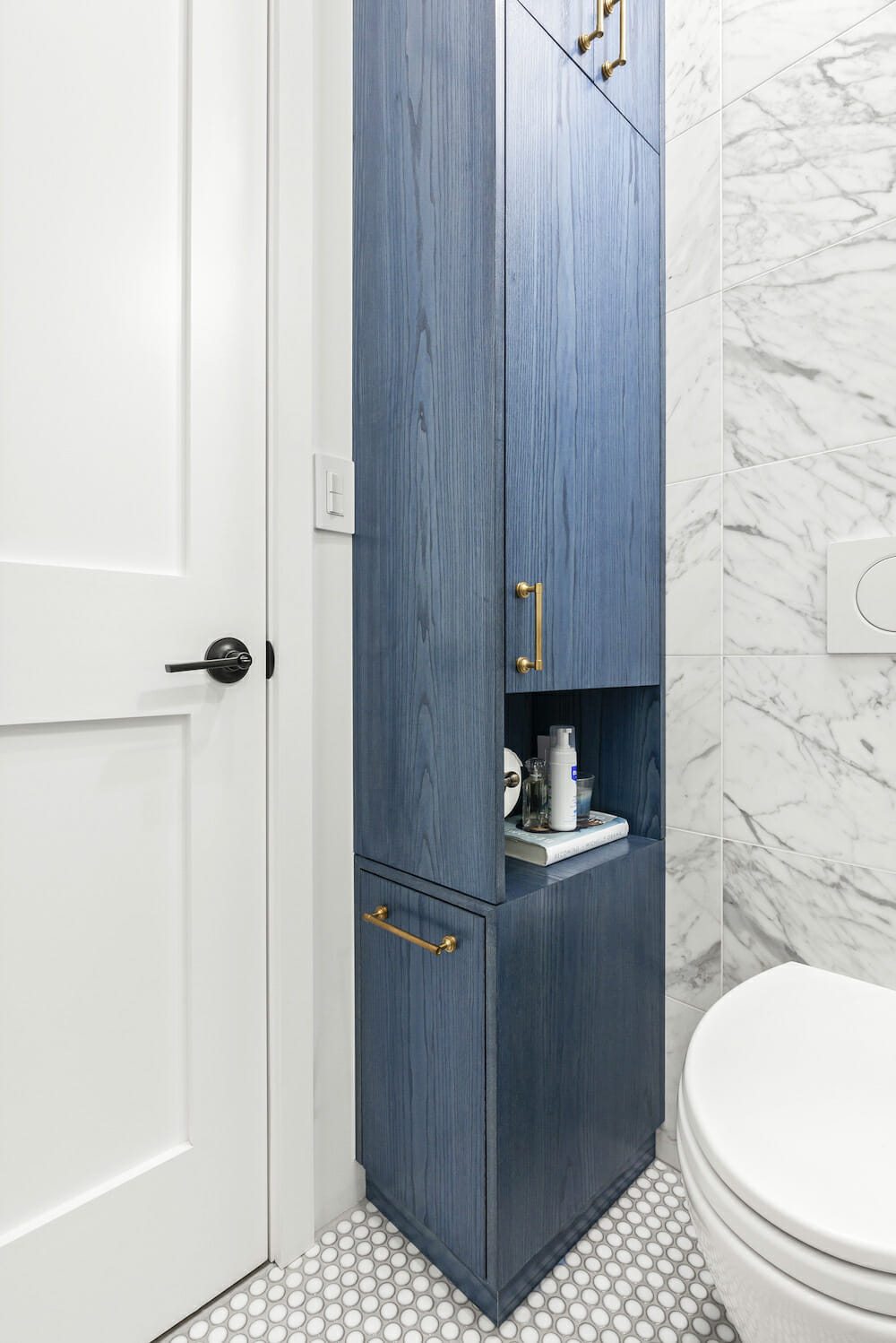 freestanding blue bathroom cabinet for storage