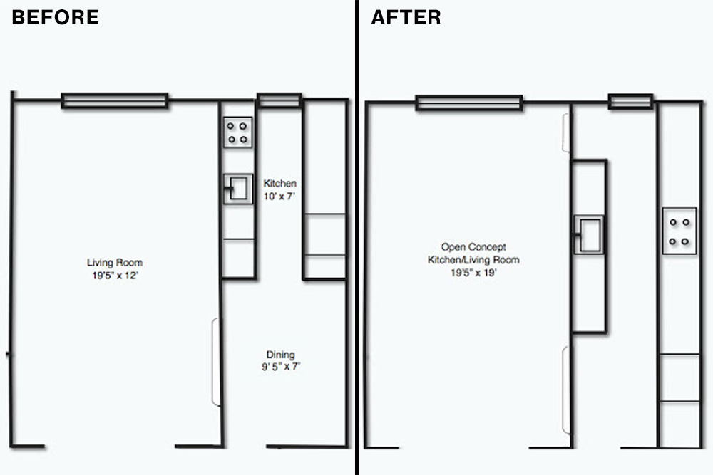 before and after floor plan