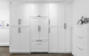 kitchen storage and integrated refrigerator
