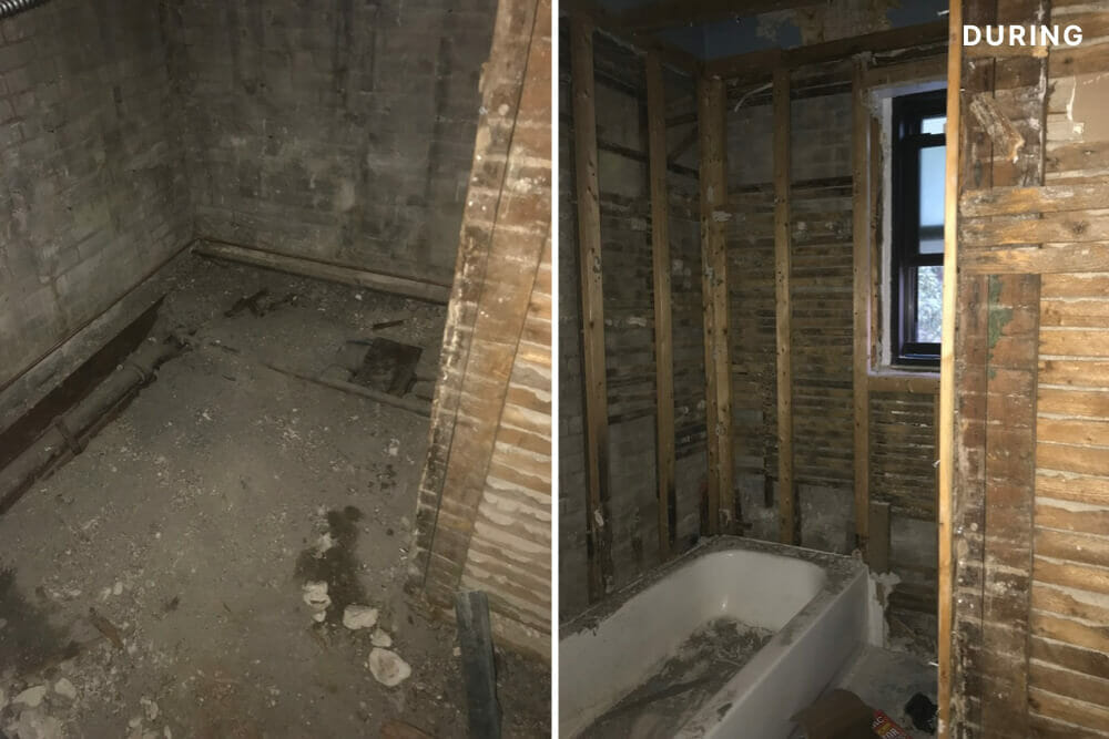 Construction work for renovating old bathroom