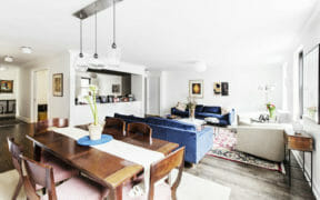 open living and dining room