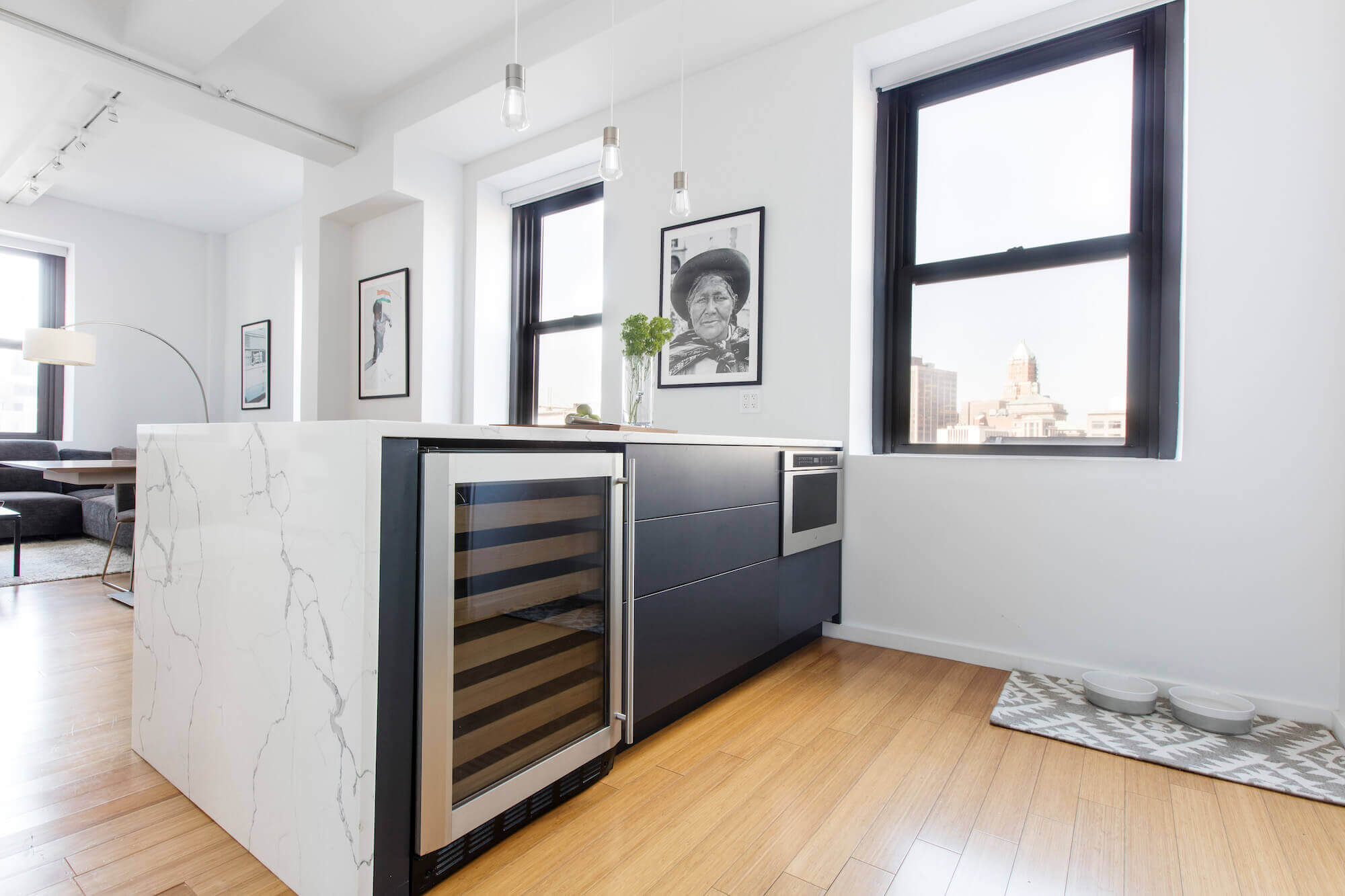 kitchen island with built in wine cooler