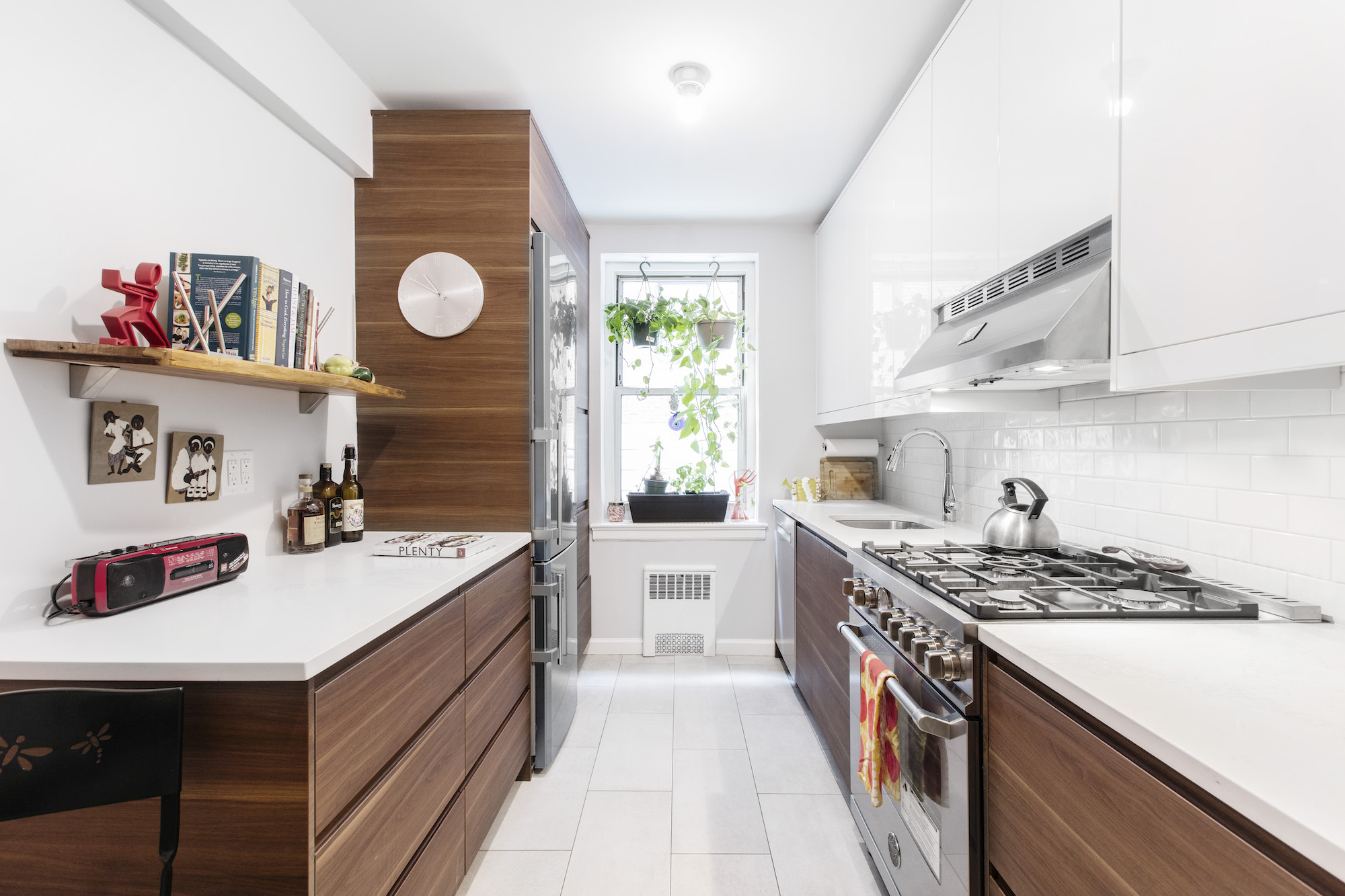 A White and Wood Kitchen Has Understated Elegance in Queens