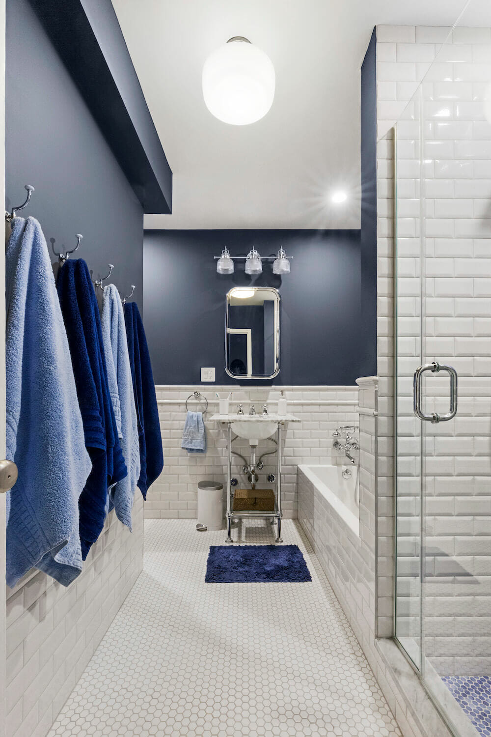 blue bathroom renovation