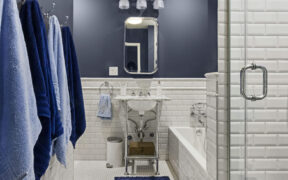blue bathroom remodel