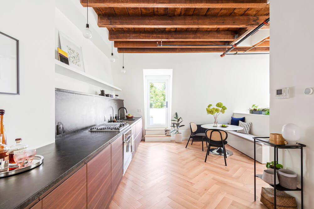 integrated kitchen brownstone remodel