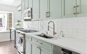 light green galley kitchen