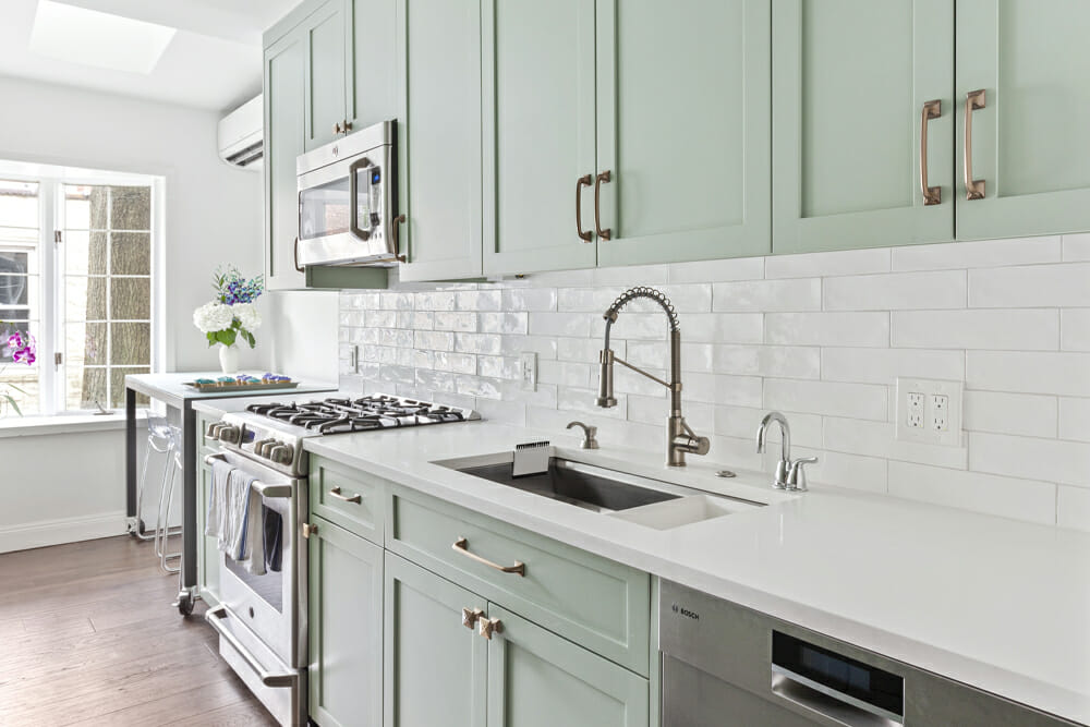 light green galley kitchen