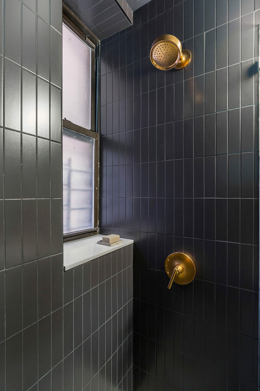 Black bathroom tile
