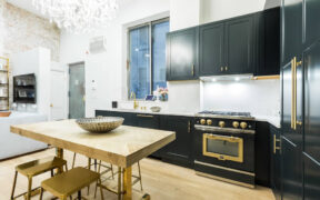 blue kitchen cabinets