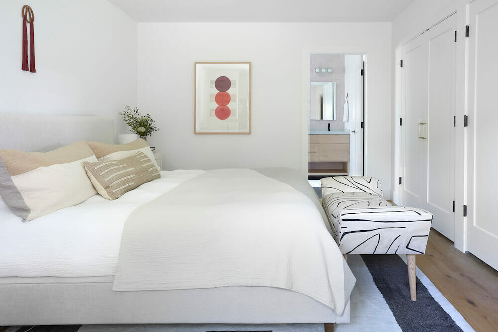 bedroom in home and ADU remodel in Los Angeles