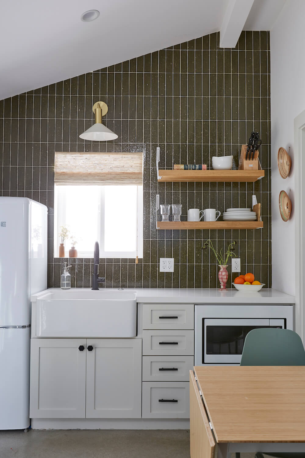 dark kitchen tile backsplash home and ADU remodel in Los Angeles