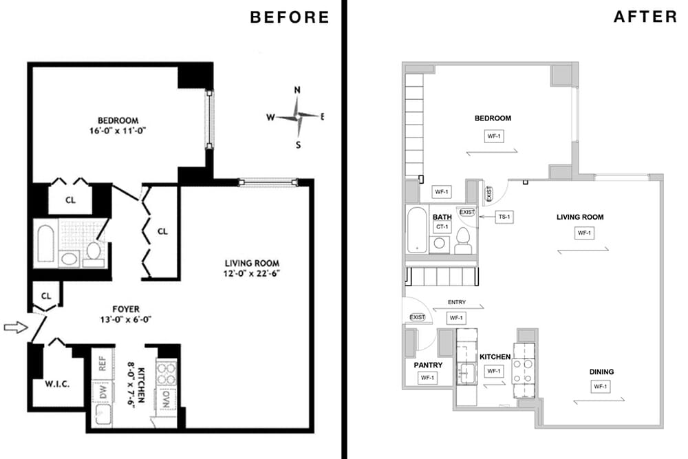 before and after floor plans