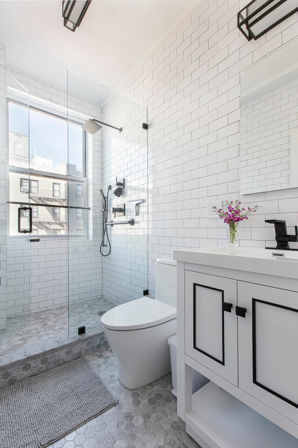 tub to shower conversion with white subway tile