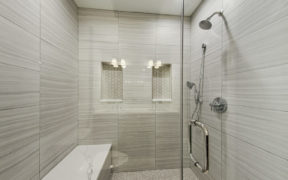 walk-in shower with bench in buckstown resale renovation