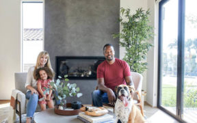 Family portrait in renovated LA house
