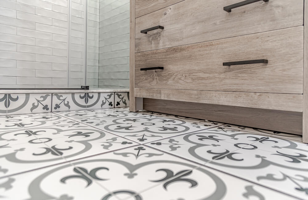 Image of Moroccan floor tile in bathroom