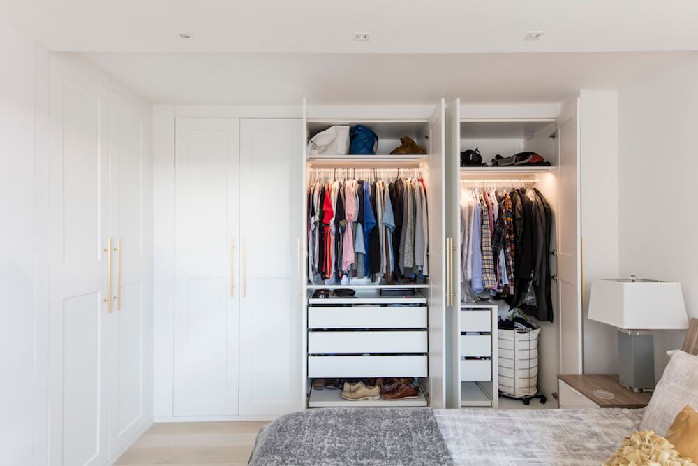 Image of a renovated closet with open doors