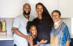multigenerational family portrait after kitchen remodeling in maryland