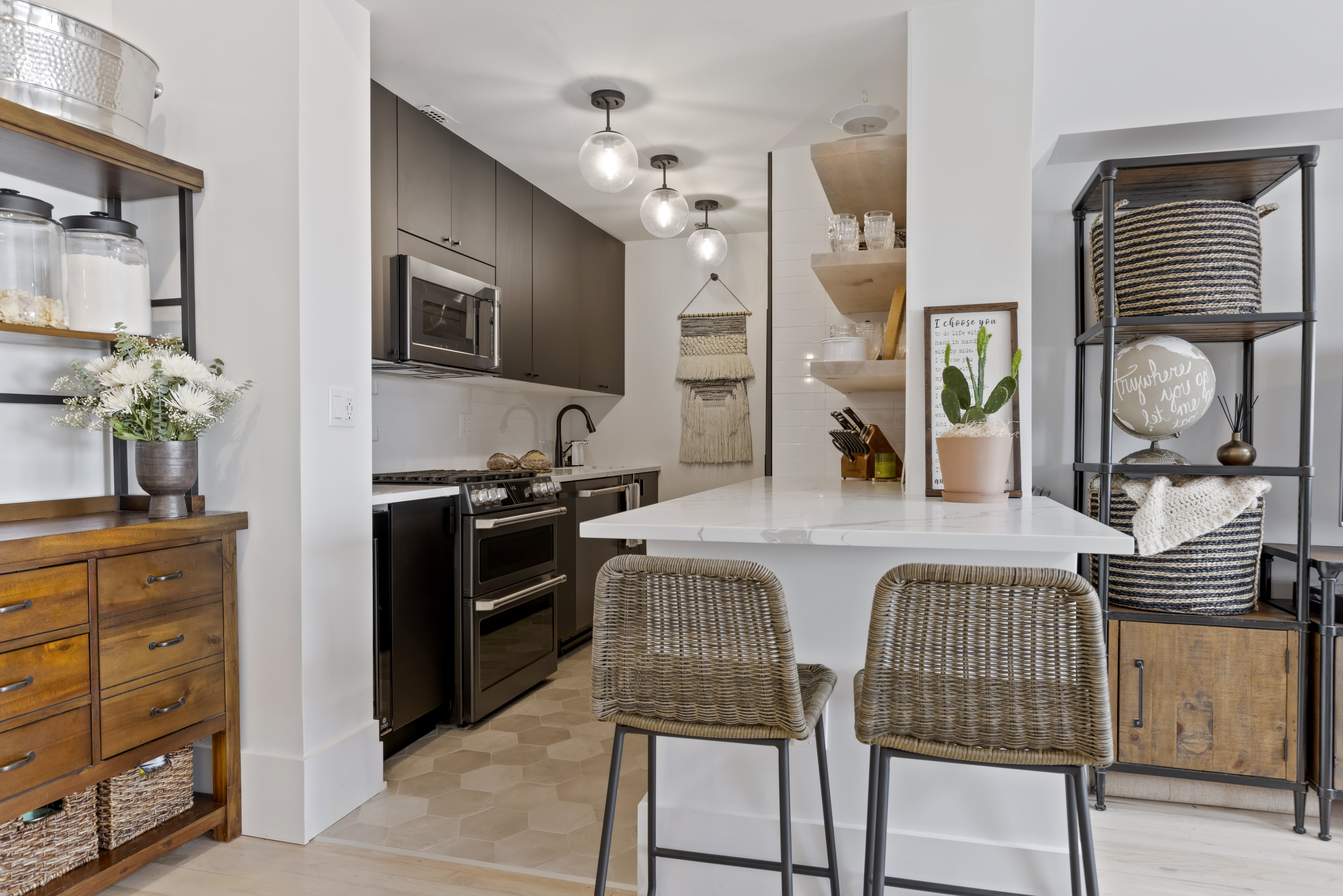 A renovated kitchen in a Hoboken kitchen and bath renovation project