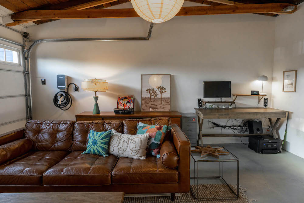 Garage remodel in los angeles with sofa and office