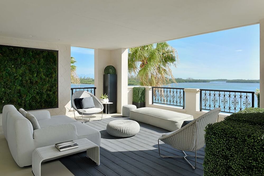 A balcony in Miami with a water view