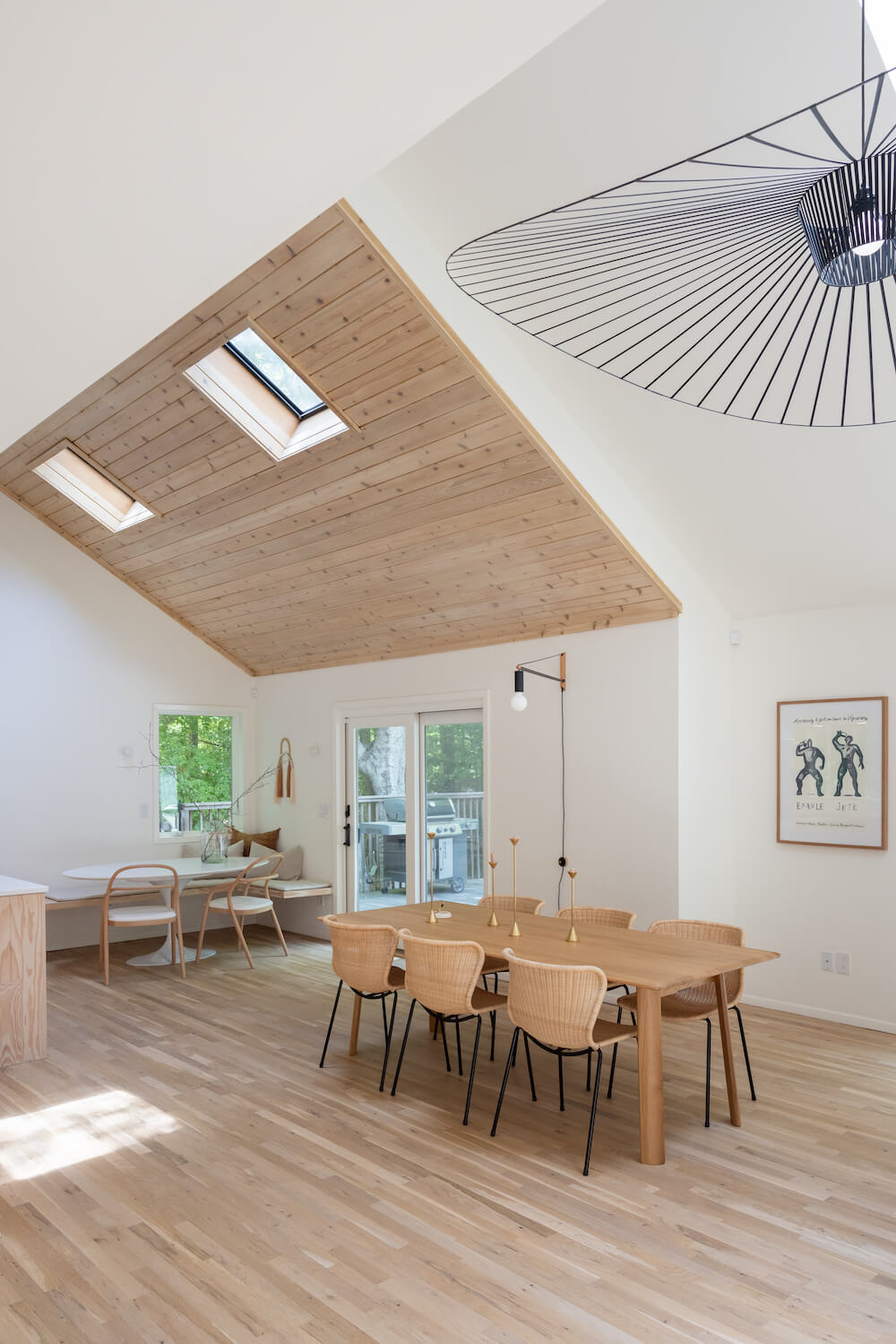 Dining area and breakfast nook with skylights overheard