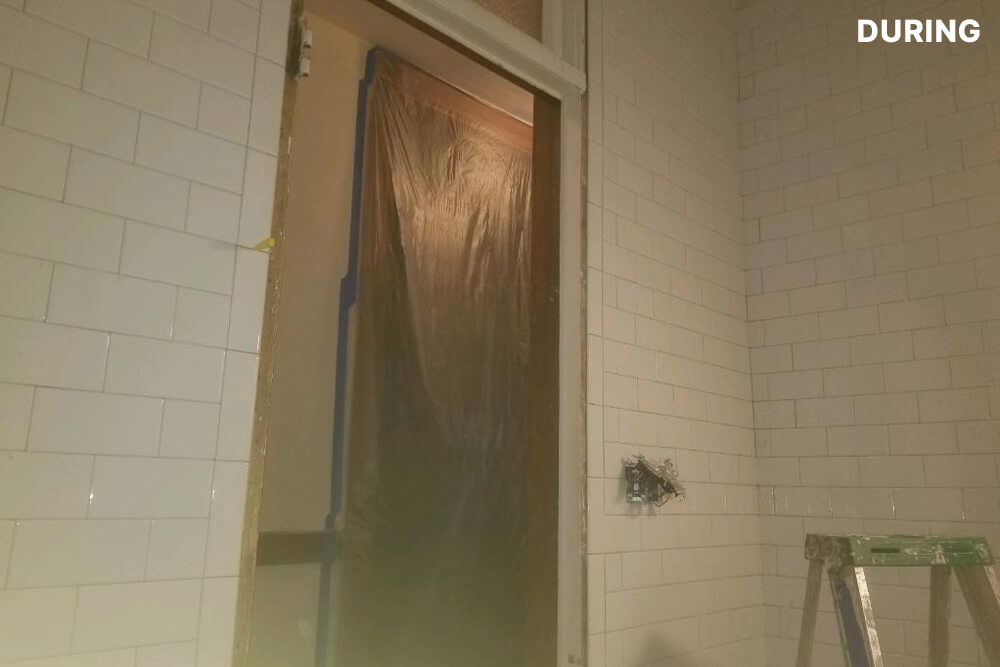 The shower during renovation
