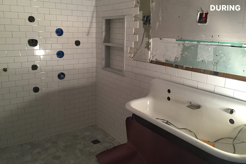 The bathroom during renovation