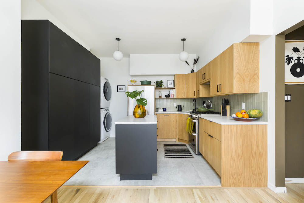 plywood kitchen and island