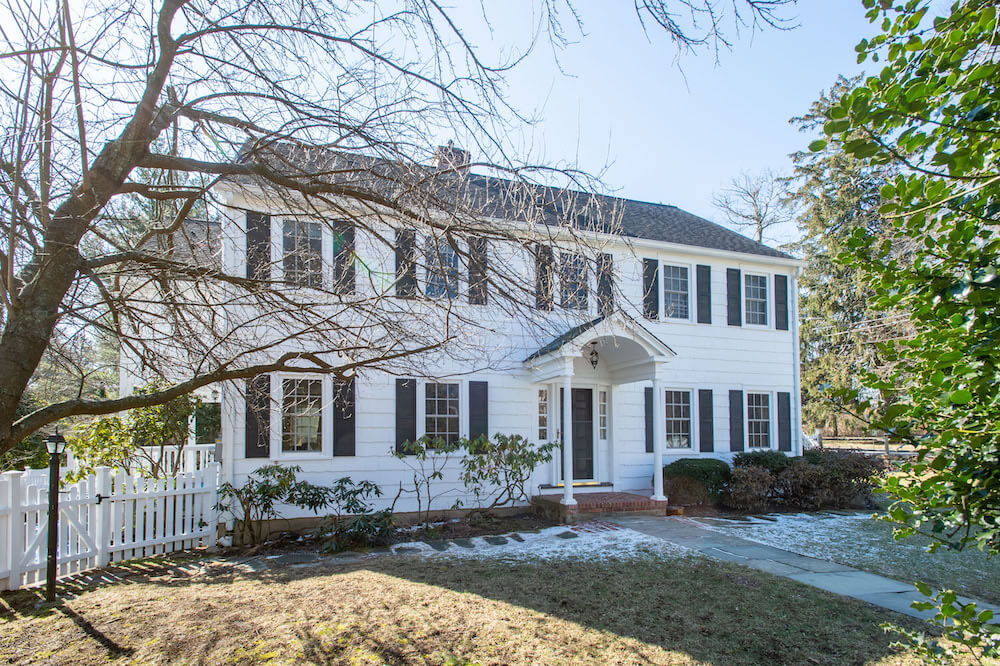 Colonial exterior of the renovator's Westchester home