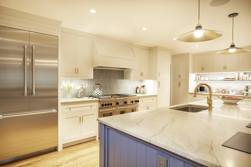 Kitchen remodel with white granite countertops