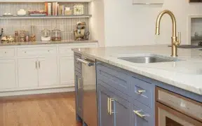 Kitchen island with sink and dishwasher