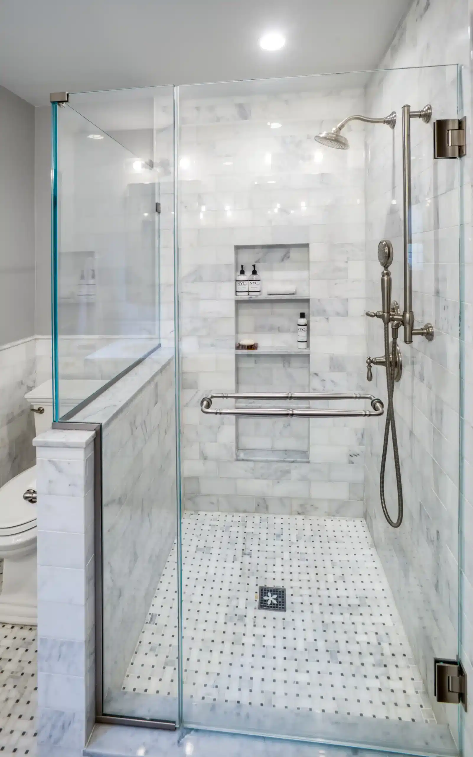 Marble and glass bathroom remodel