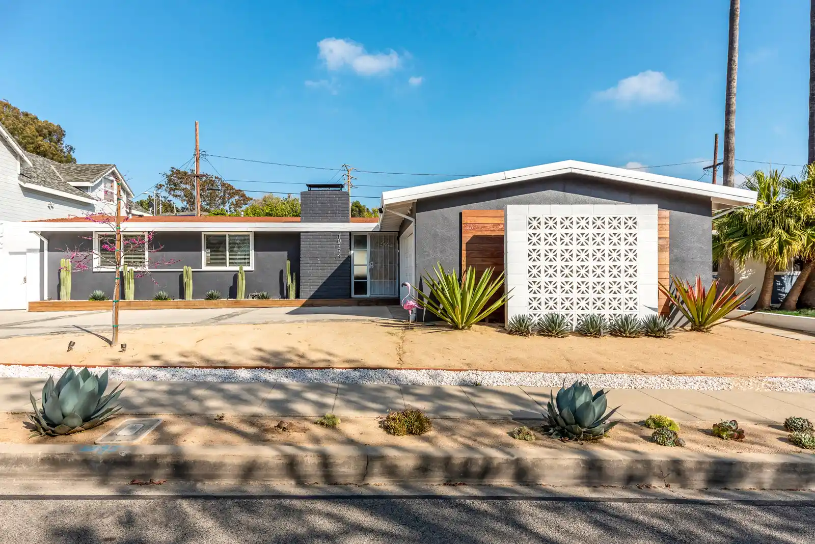 Blue gray mid-century single level home remodel in culver city