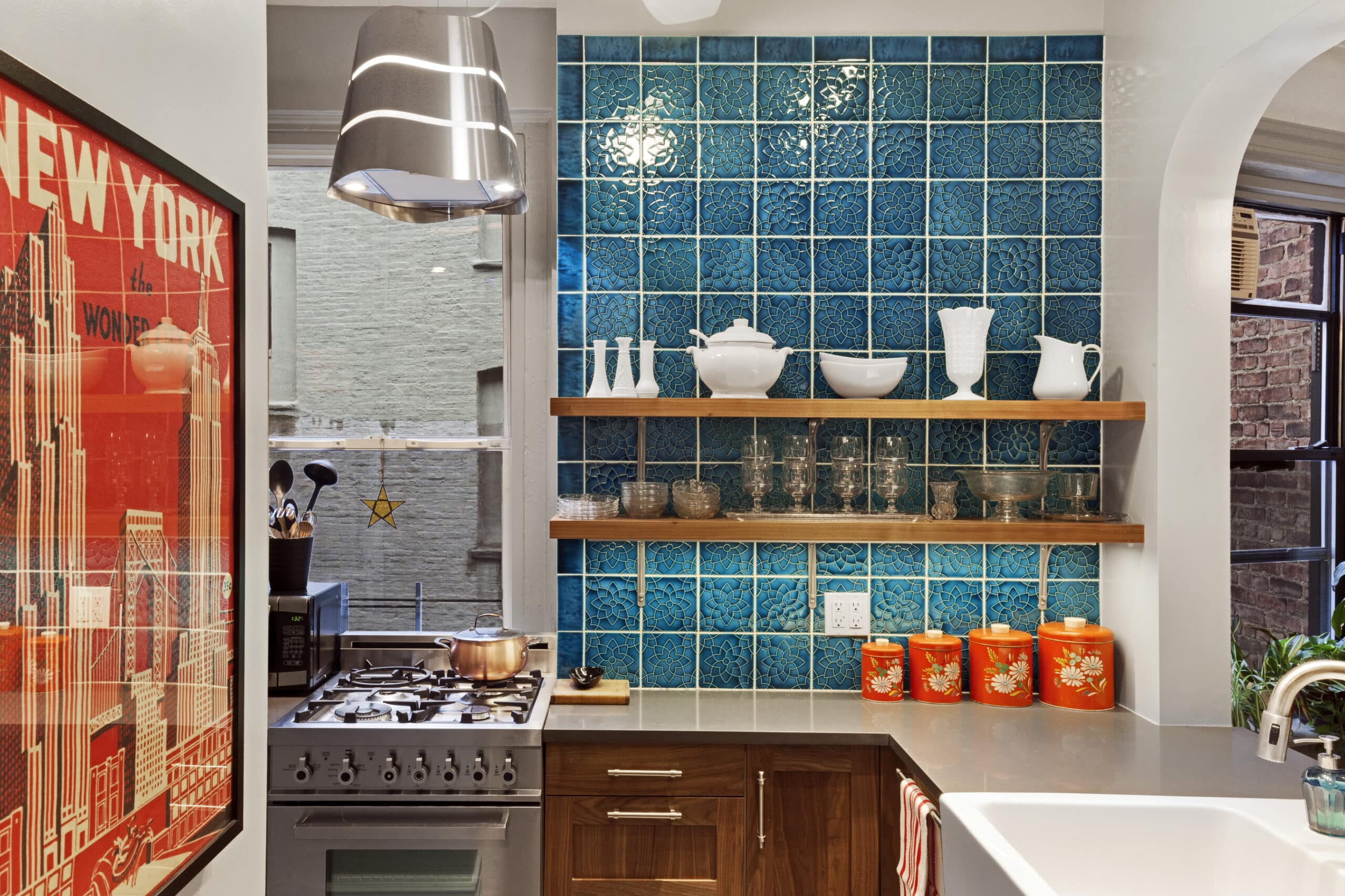 blue and unique kitchen backsplash design idea for renovators