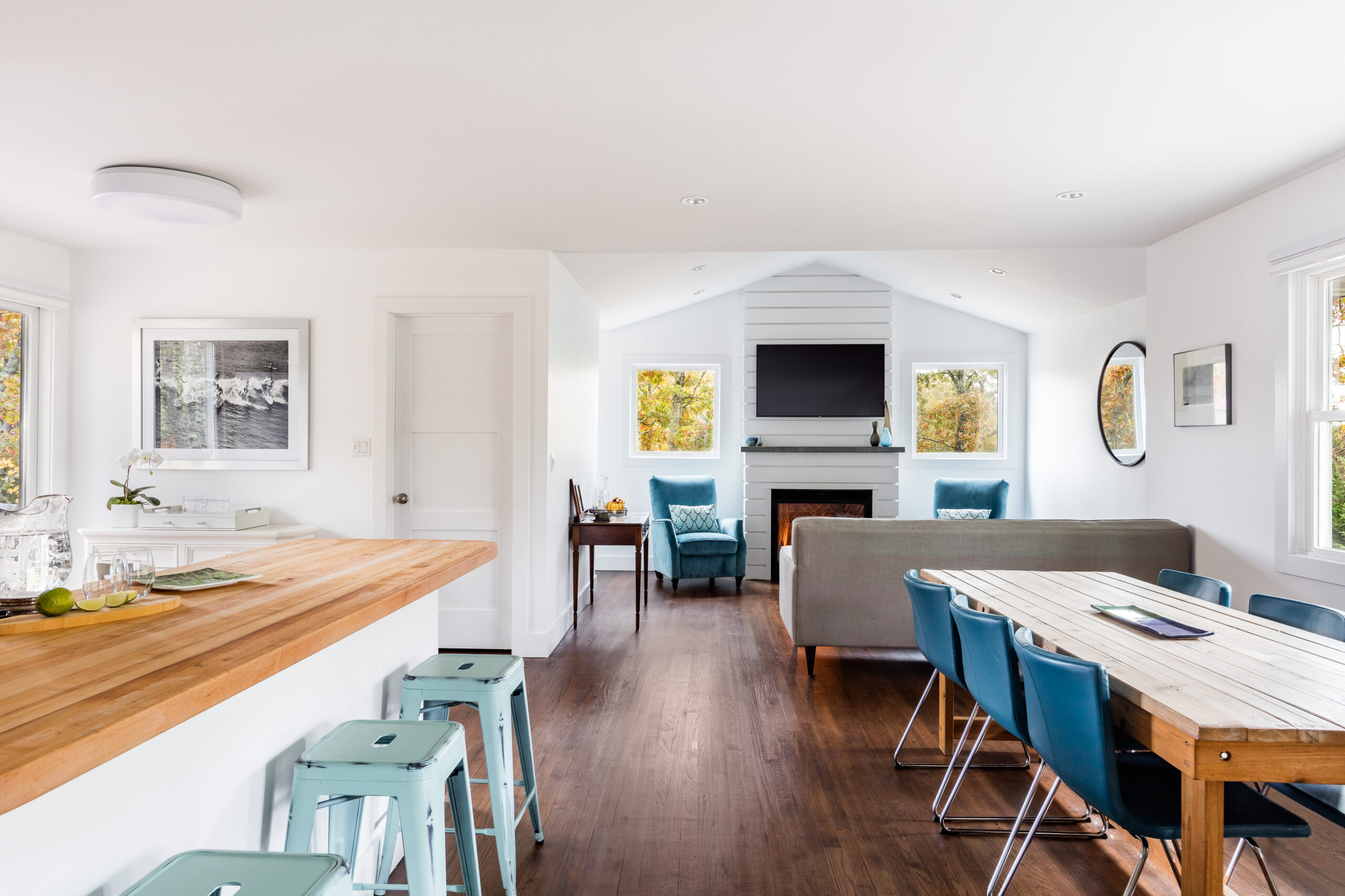A garage conversion with an open kitchen and living area that added more shared space to her Southampton home